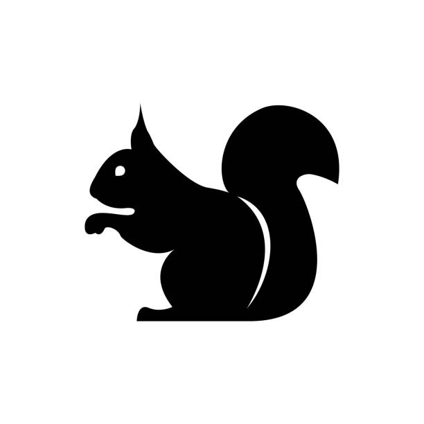vektor eichhörnchen silhouette ansicht seite für retro-s, embleme, abzeichen, etiketten-template-vintage-design-element. isoliert auf weißem hintergrund - eichhörnchen stock-grafiken, -clipart, -cartoons und -symbole