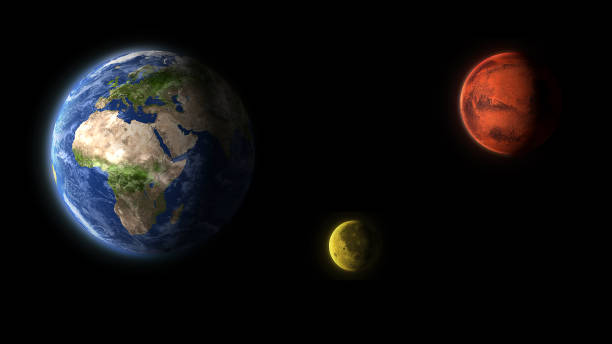istock earth moon mars red planet, isolated on black 862475636