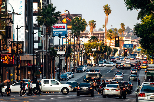 Hollywood traffic, Los Angeles, California, USA
