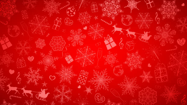 ilustrações, clipart, desenhos animados e ícones de fundo de flocos de neve e símbolos de natal - christmas paper wrapping paper paper gift