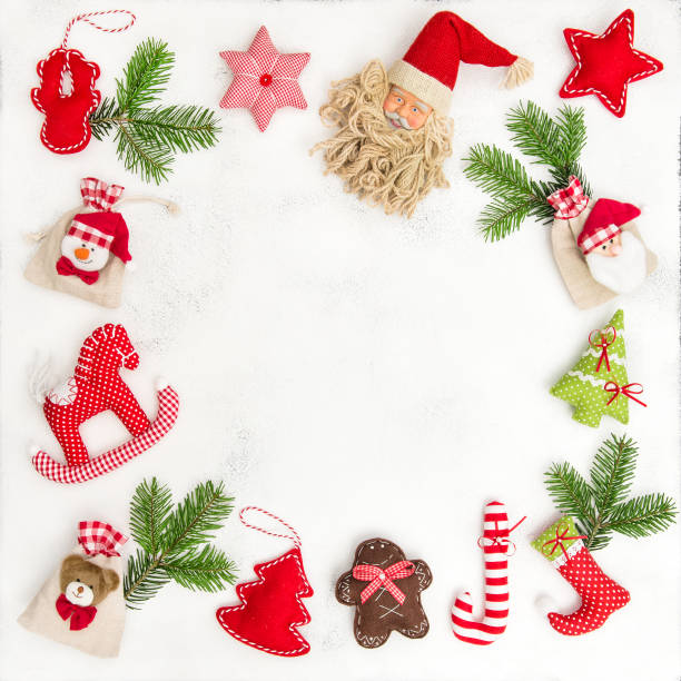 istock Christmas decoration gift bags Flat lay frame 862481144