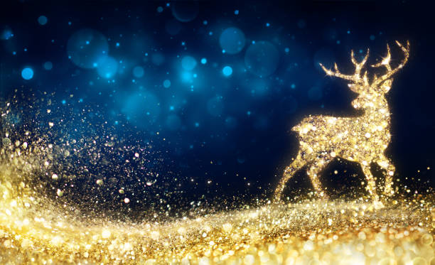 istock Christmas  - Golden Reindeer In Abstract Night 862483732