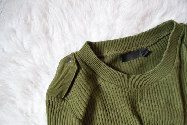 istock Sweater collar is khaki. Close-up, texture. Fashion Concept 862487796