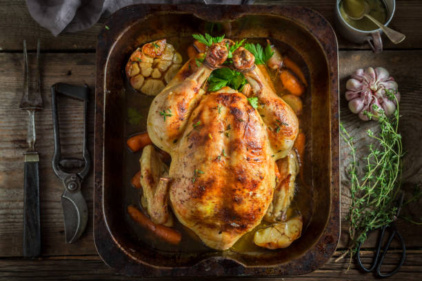 istock Tasty grilled chicken with spices and vegetables 862491776