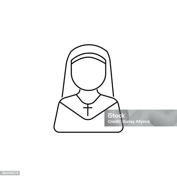 Ilustración de Icono De Avatar De Mujer De Monja y más Vectores Libres de Derechos de Monja - Monja, Vestido, Adulto