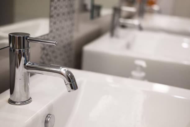 istock modern bathroom interior. white washbasin sink & chrome faucet 862511264