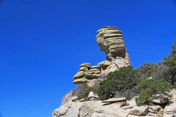 formation rocheuse hoodoo windy point sur mont lemmon - mt lemmon photos et images de collection