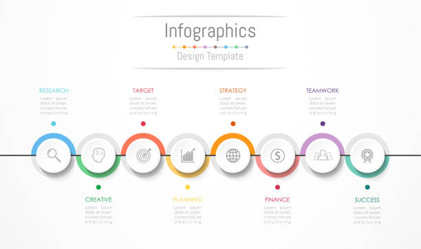 infographic 8 옵션, 부품, 단계, 일정 또는 프로세스와 비즈니스 데이터에 대 한 디자인 요소입니다. 벡터 일러스트입니다. - 8 stock illustrations