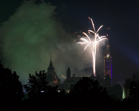Fireworks at the Canadian Parliament Buildings