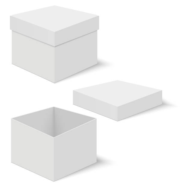 illustrazioni stock, clip art, cartoni animati e icone di tendenza di modelli vettoriali white square box. contenitore di carta per prodotto. illustrazione vettoriale. - box white cube blank