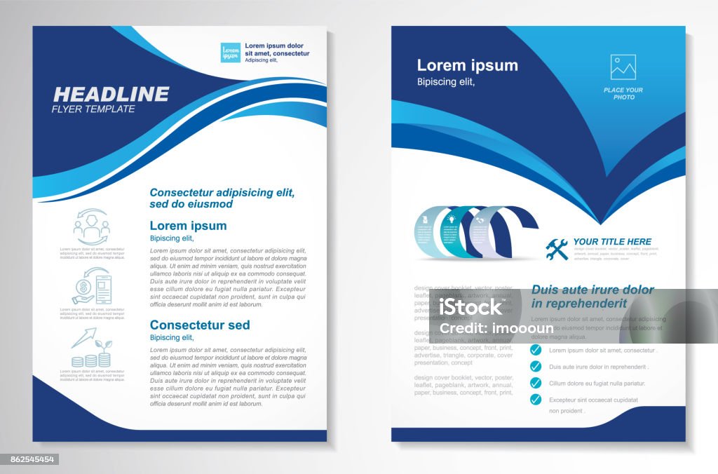 Vector Brochure Flyer design Layout template size A4, Front page and back page, infographics. Easy to use and edit. Plan - Document stock vector