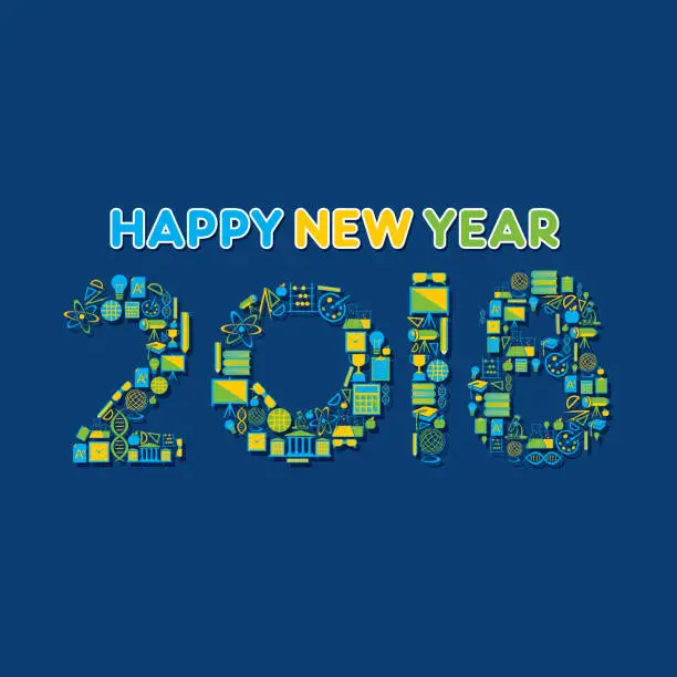 Vector illustration of creative happy new year 2018 poster design
