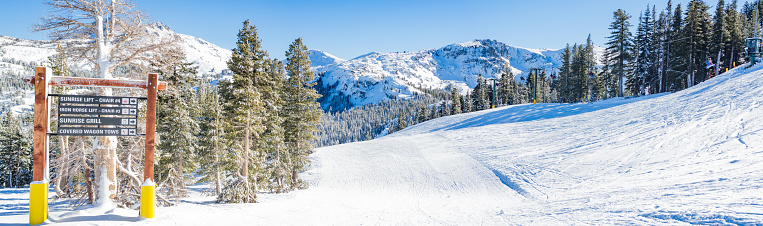 On the slopes, skiing in Tahoe