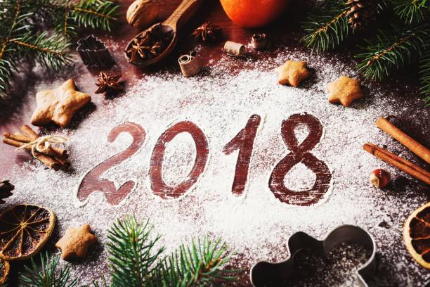 istock New Year 2018 Written On Flour Christmas Card 862567686