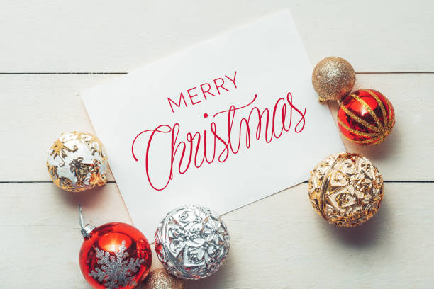 istock Christmas background with decorations on wooden background. Top view with copy space 862570312