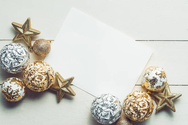istock Christmas background with decorations on wooden background. Top view with copy space 862570332