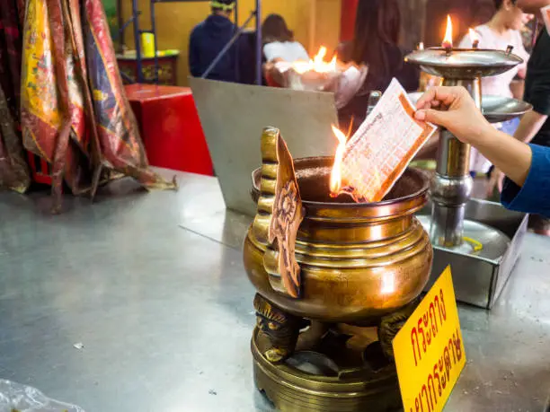 Photo of Donated coffin in Wat Hua Lamphong, Temple in Bangkok.