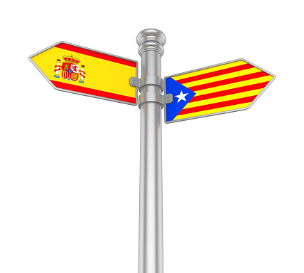 Catalonia Direction Sign isolated on white background. 3D render