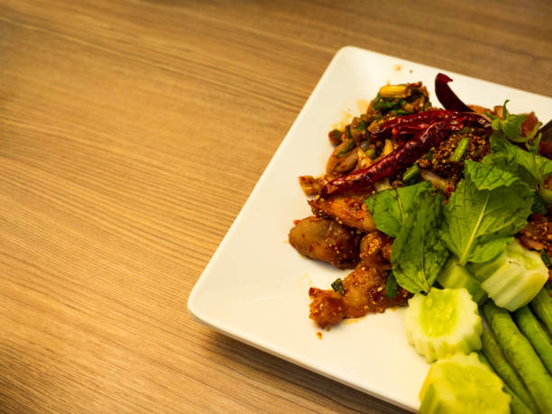 istock spicy minced pork salad, Thai Food. 862578600