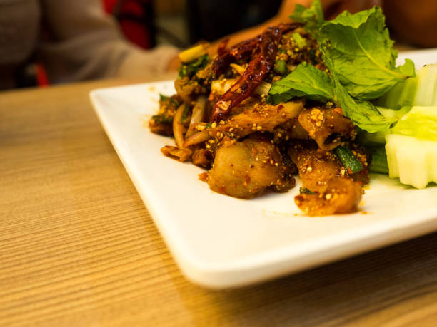 istock spicy minced pork salad, Thai Food. 862578776