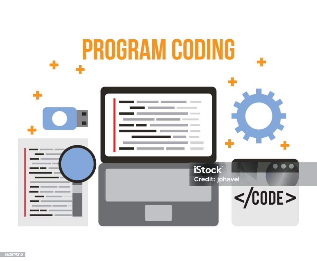 Program Coding Wed Software Development Languages Process Stock ...