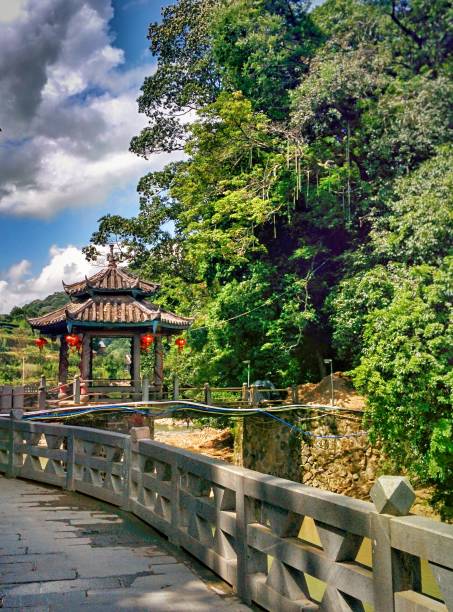 istock Small Chinese pagoda with red lanterns 862580128