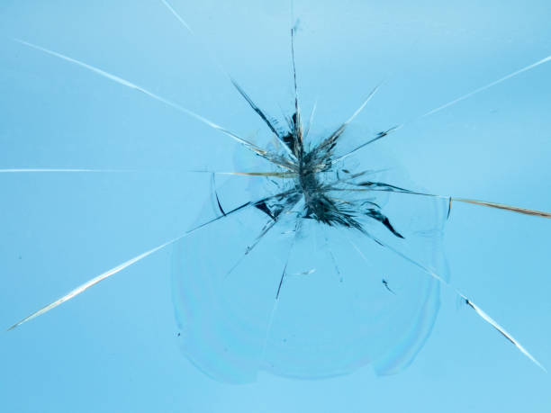istock Rock Chip Close-up in Windshield of Car from Inside 862582956