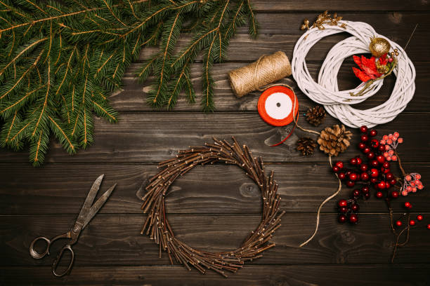 istock wreaths with Christmas decorations 862582974
