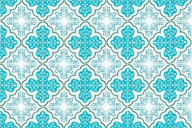 istock Vintage ceramic tiles wall decoration.Turkish ceramic tiles wall background 862586096