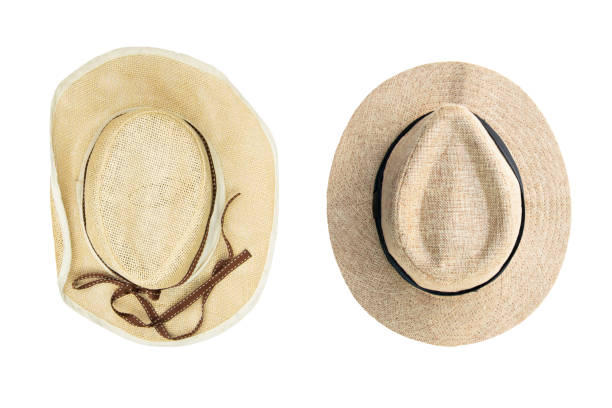 istock collection of vintage Brown hat isolated on a white, top view 862588986
