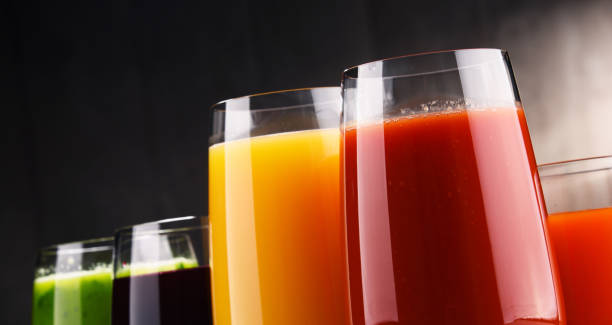 istock Glasses with fresh organic vegetable and fruit juices 862593056