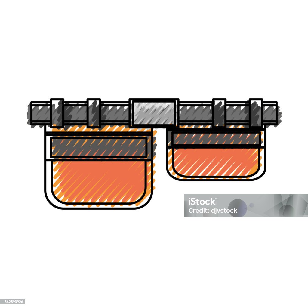 tool belt vector illustration flat line colored tool belt doodle over white background vector illustration Adhesive Tape stock vector