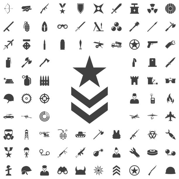 Military symbol icon image Military symbol icon image. Set of weapon icons military stock illustrations