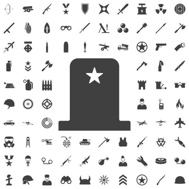 memorial day of grave icon memorial day of grave icon. Set of weapon icons military funeral stock illustrations