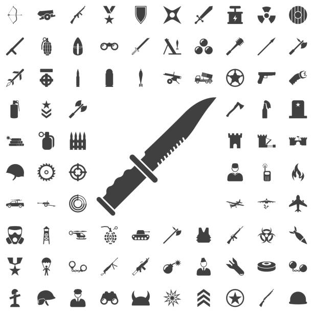 militär und armee-messer-symbol - weapon dagger hunting hunter stock-grafiken, -clipart, -cartoons und -symbole