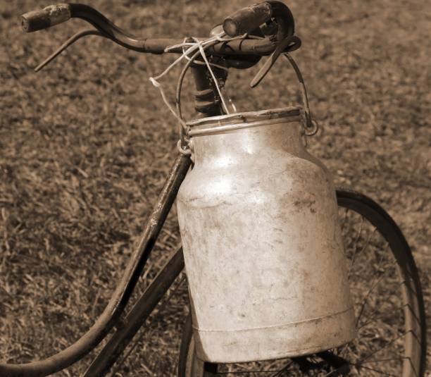 istock bicycle milkman with aluminum bin for transporting the milk from 862605368