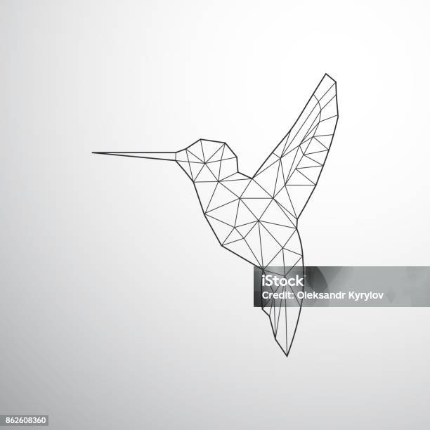 Geometrical Colibri Stock Illustration - Download Image Now - Geometric Shape, Hummingbird, Shape