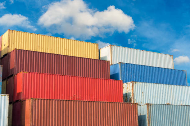 istock Container handling and storage in shipyard, Business transportation logistics and management 862612748