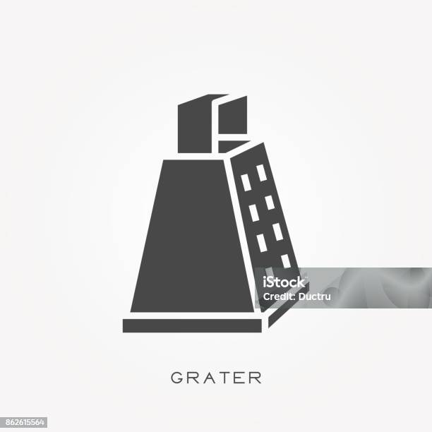 Silhouette Icon Grater Stock Illustration - Download Image Now - Blue, Cheese, Cooking