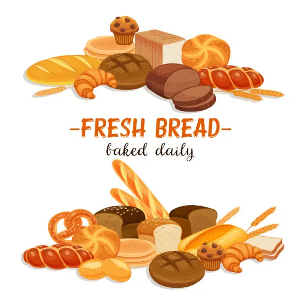 Vector illustration of Banner with bread products