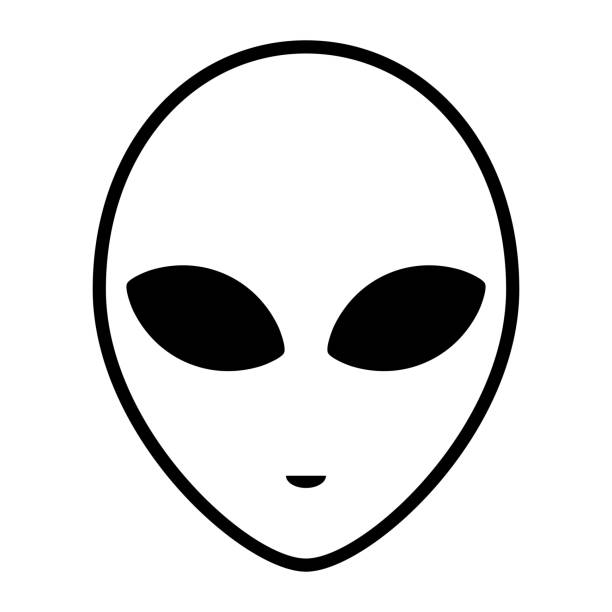 Alien icon face with large eyes isolated on white background. Extraterrestrial humanoid head Alien icon face with large eyes isolated on white background. Extraterrestrial humanoid head. Vector illustration alien grey stock illustrations