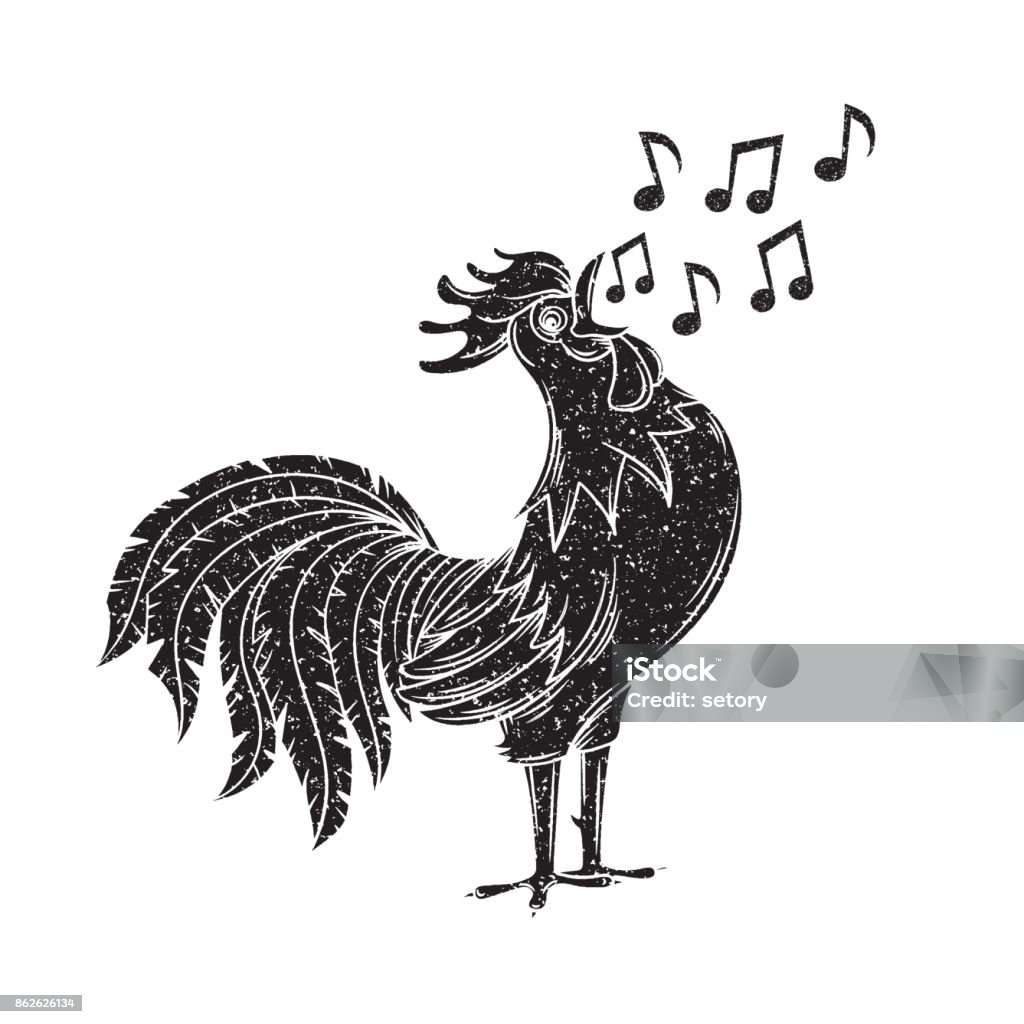 Gallo cantando - arte vectorial de Gallo libre de derechos