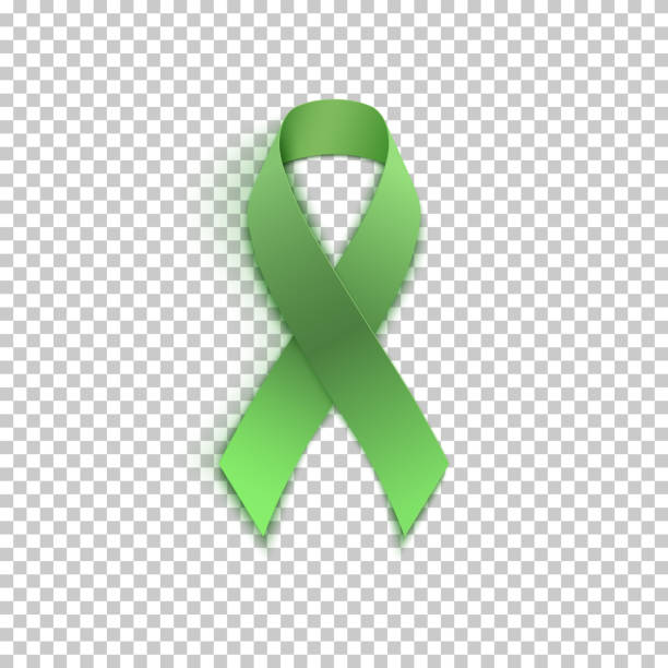 ilustrações de stock, clip art, desenhos animados e ícones de green ribbon on transparent background. - social awareness symbol
