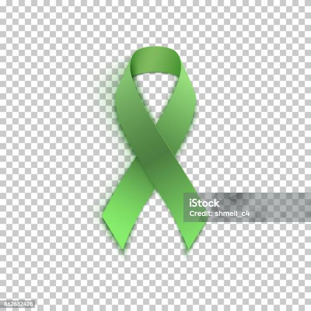 Green Ribbon On Transparent Background Stock Illustration - Download Image Now - Green Color, Award Ribbon, Mental Health