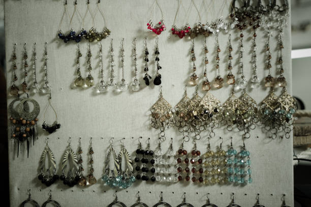 istock Earrings hanging on the stand 862632642