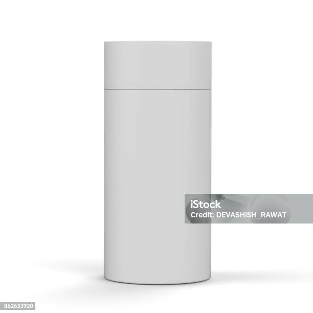 Blank White Cardboard Product Package Round Container Box For Mock Up And Template Design 3d Illustration Stock Photo - Download Image Now