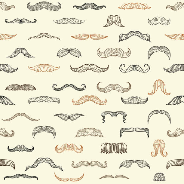 illustrations, cliparts, dessins animés et icônes de seamless sertie de moustache des hommes - mustache