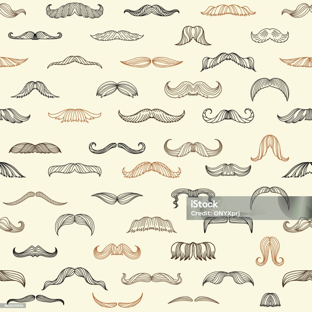 Seamless set with mustache of men Seamless set with mustache of men. Mustache fashion drawing hipster, pattern seamless gentleman style. Vector illustration Mustache stock vector