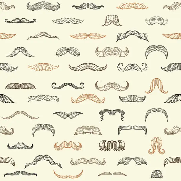 Vector illustration of Seamless set with mustache of men