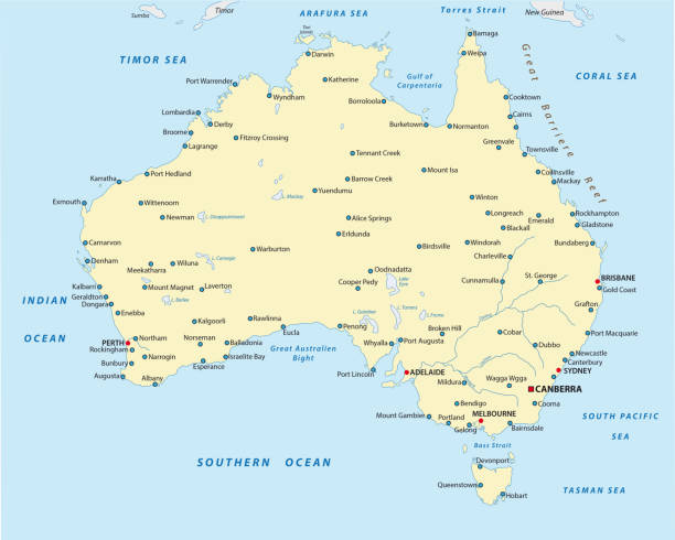 Australia city map Australia vector city map australia cartography map queensland stock illustrations